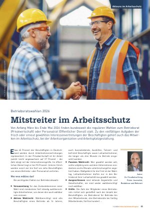 Vorschauseite 1: Betriebsratswahlen 2026 Mitstreiter im Arbeitsschutz