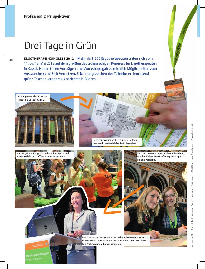 Vorschauseite 1: Ergotherapie-Kongress 2012 ? Drei Tage in Grün