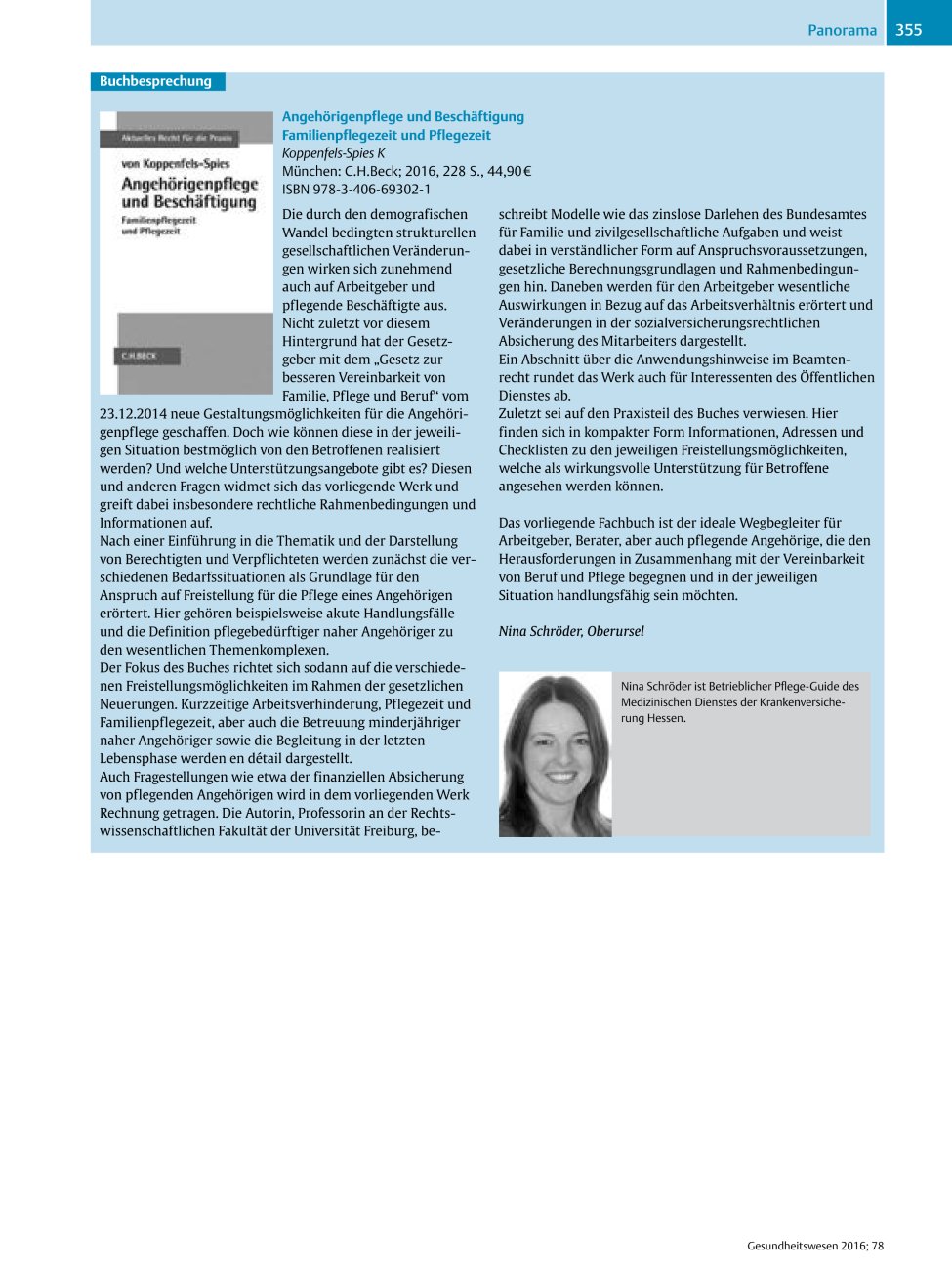 Vorschauseite 1: Angehörigenpflege und Beschäftigung Familienpflegezeit und Pflegezeit