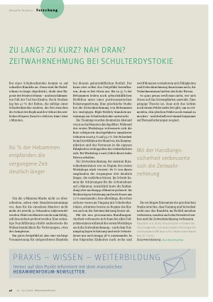 Vorschauseite 1: Zu lang? Zu kurz? Nah dran? Zeitwahrnehmung bei Schulterdystokie