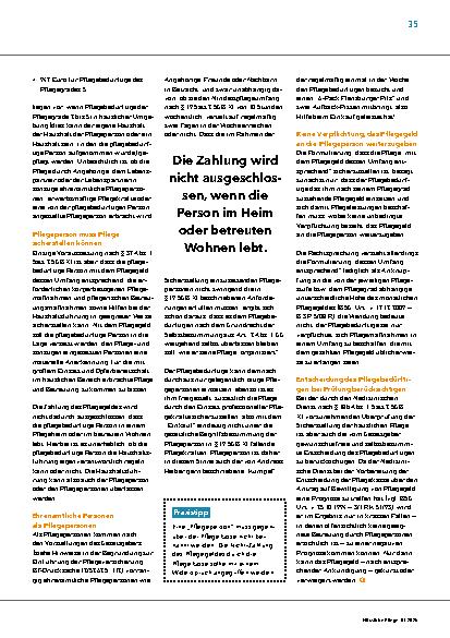 Vorschauseite 2: Voraussetzungen für die Zahlung des Pflegegeldes