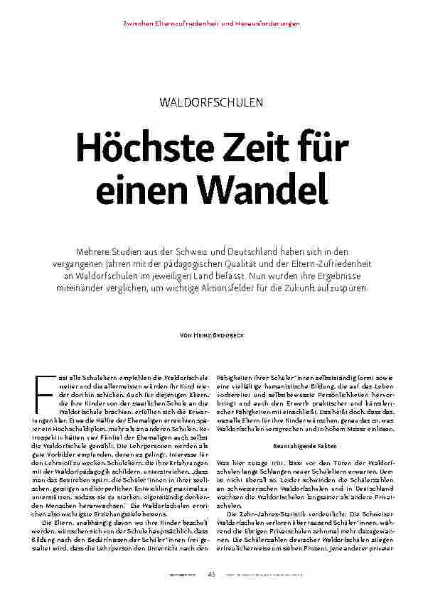 Vorschauseite 2: WALDORFSCHULEN Höchste Zeit für einen Wandel