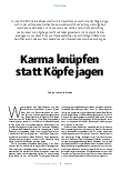 Vorschauseite 1: Karma knüpfen statt Köpfe jagen