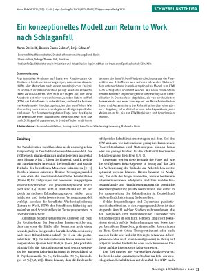 Vorschauseite 1: Ein konzeptionelles Modell zum Return to Work nach Schlaganfall