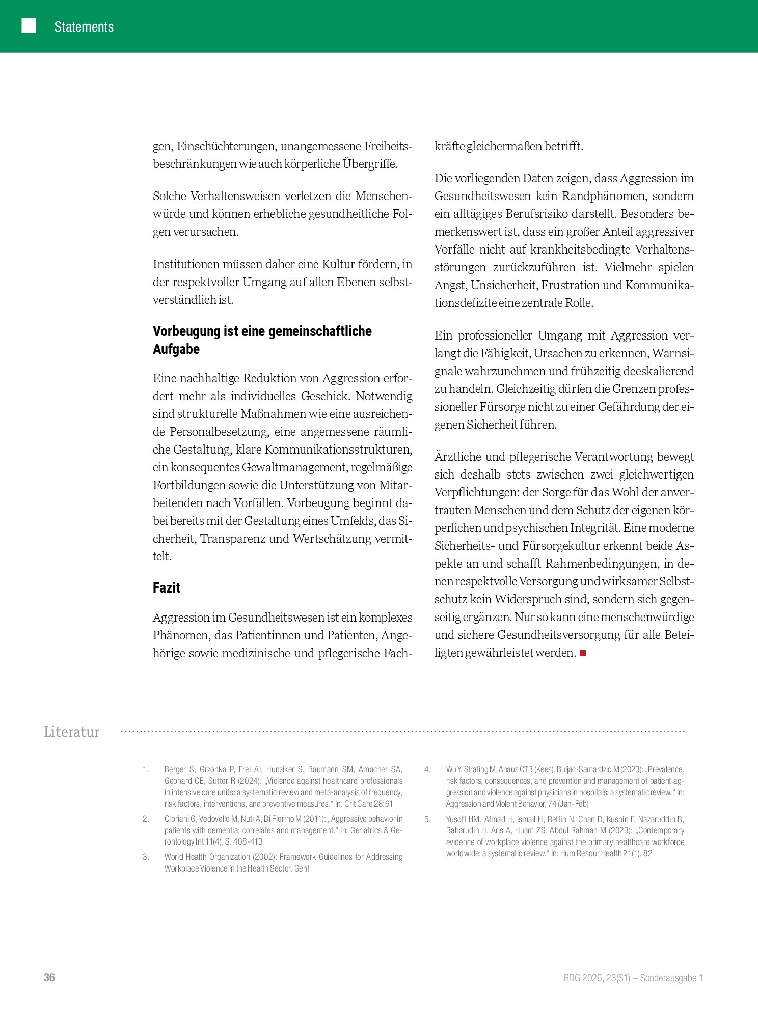 Vorschauseite 5: Ärztliche und pflegerische Verantwortung im Spannungsfeld von Aggression