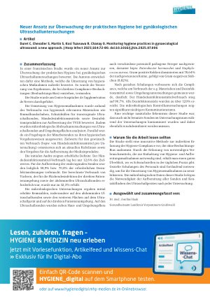 Vorschauseite 1: Neuer Ansatz zur Überwachung der praktischen Hygiene bei gynäkologischen Ultraschalluntersuchungen