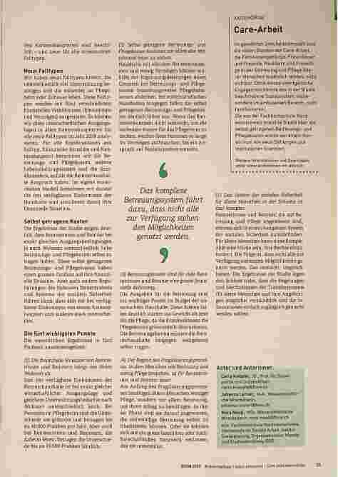 Vorschauseite 2: Eine vergleichende Studie unter Berücksichtigung des Pflegeund Betreuungsbedarfs: Das frei verfügbare Einkommen älterer Menschen variiert stark.