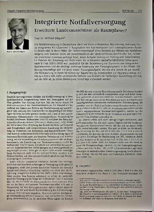 Vorschauseite 1: Integrierte Notfallversorgung. Erweiterte Landesausschüsse als Raumplaner?