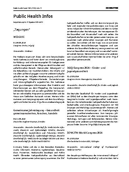 Vorschauseite 1: Public Health Infos Tagungen“ MEDCARE