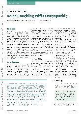 Vorschauseite 1: Voice Coaching trifft Osteopathie: Gemeinsamkeiten und mögliche Chancen für die Stimmtherapie