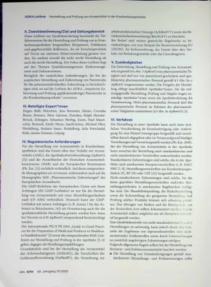 Vorschauseite 2: ADKA-Leitlinie für die Herstellung und Prüfung von Arzneimitteln in der Krankenhausapotheke