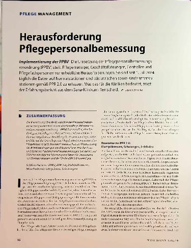 Vorschauseite 1: Herausforderung Pflegepersonalbemessung