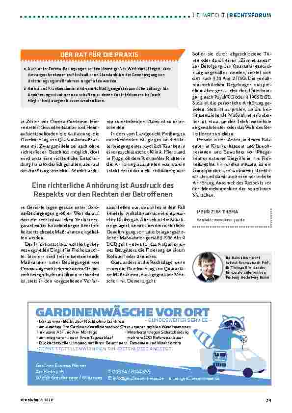 Vorschauseite 2: Richterliche Anhörungspflicht auch unter Covid-19-Bedingungen