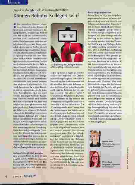 Vorschauseite 1: Aspekte der Mensch-Roboter-Interaktion: Können Roboter Kollegen sein?
