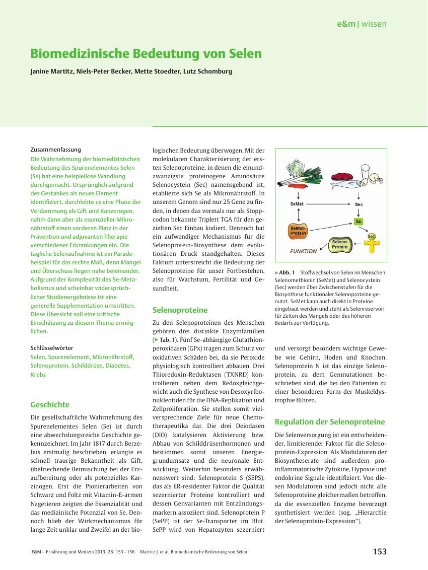 Vorschauseite 1: Biomedizinische Bedeutung von Selen