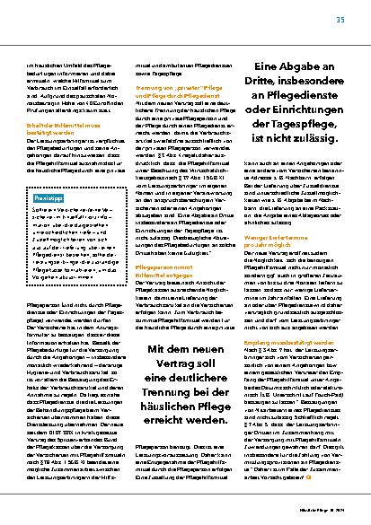 Vorschauseite 2: Vorsicht im Zusammenwirken mit Leistungserbringern der Pflegehilfsmittel.