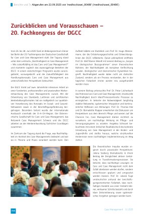 Vorschauseite 1: Zurückblicken und Vorausschauen – 20. Fachkongress der DGCC