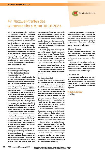 Vorschauseite 1: 47. Netzwerktreffen des Wundnetz Kiel e. V. am 30.10.2024