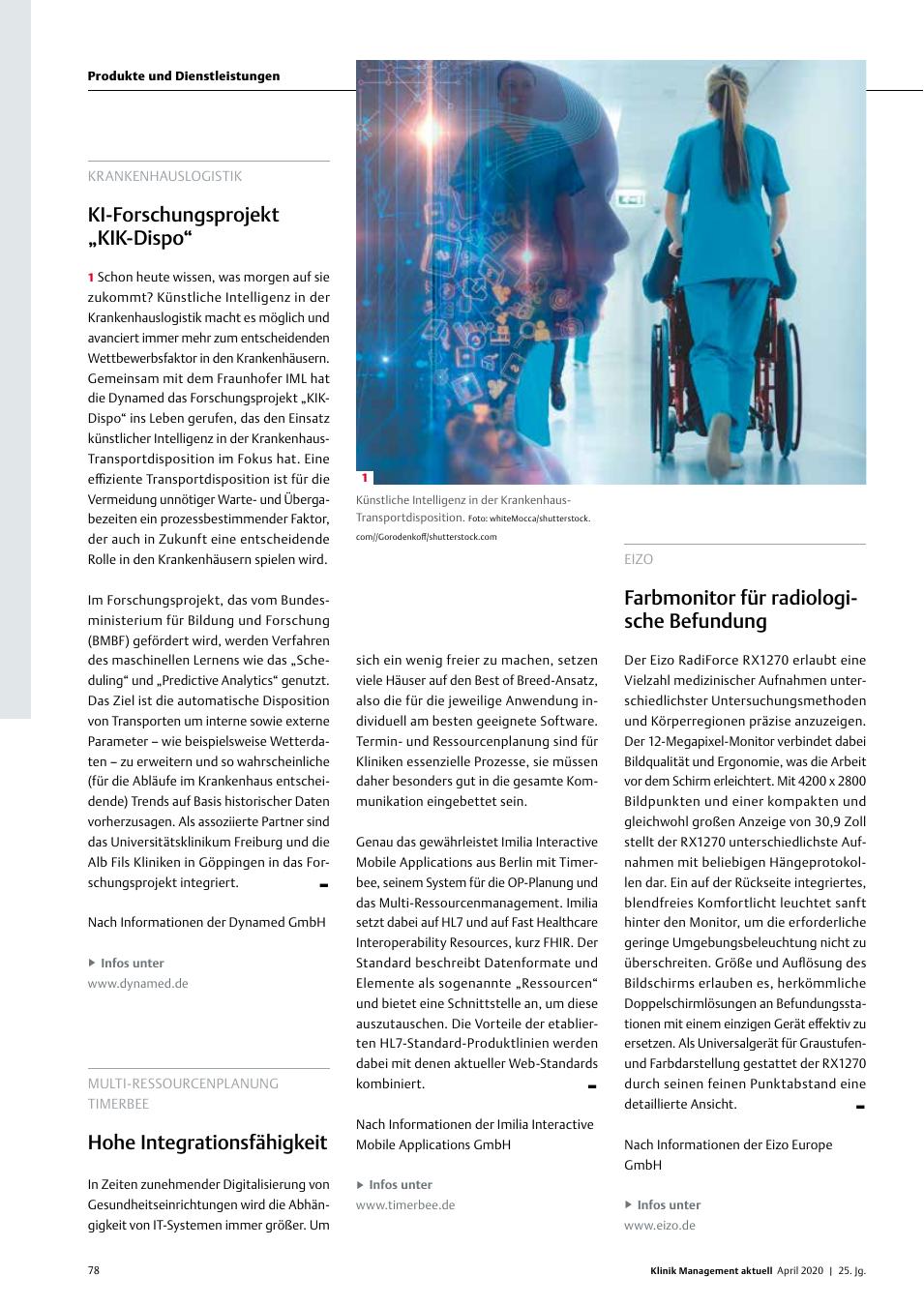 Vorschauseite 1: KRANKENHAUSLOGISTIK: KI-Forschungsprojekt „KIK-Dispo“