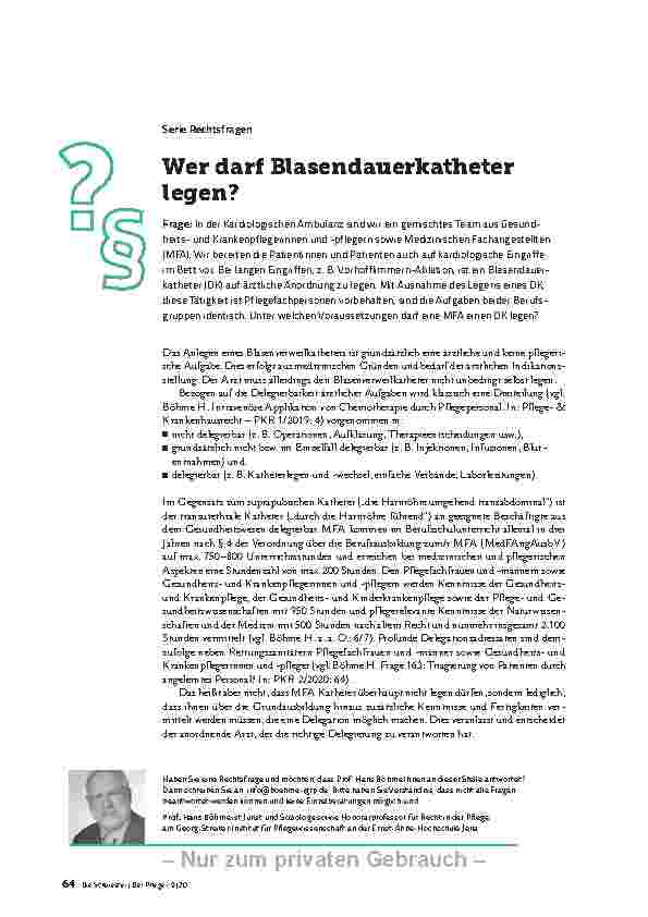 Vorschauseite 1: Wer darf Blasendauerkatheter legen?
