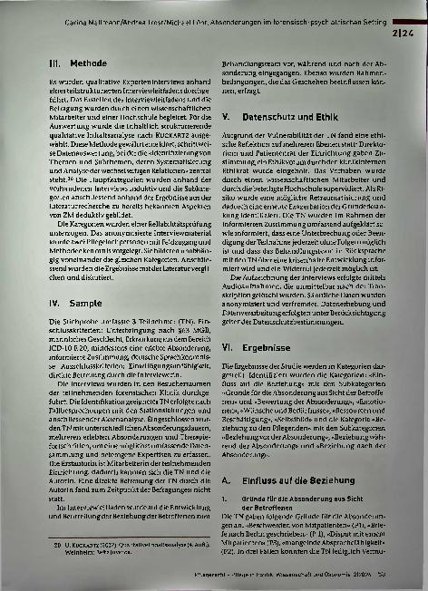 Vorschauseite 3: Absonderungen im forensisch-psychiatrischen Setting - * Erleben der professionellen Beziehung zu forensisch-psychiatrischen Pflegenden aus Betroffenensicht