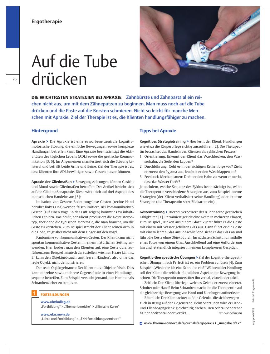 Vorschauseite 1: Die Wichtigsten Strategien bei Apraxie ? Auf die Tube drücken
