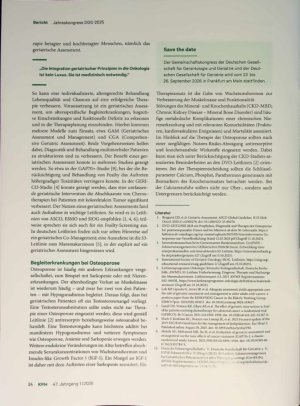 Vorschauseite 4: Perspektiven der Altersmedizin Bericht vom Jahreskongress der Deutschen Gesellschaft für Geriatrie