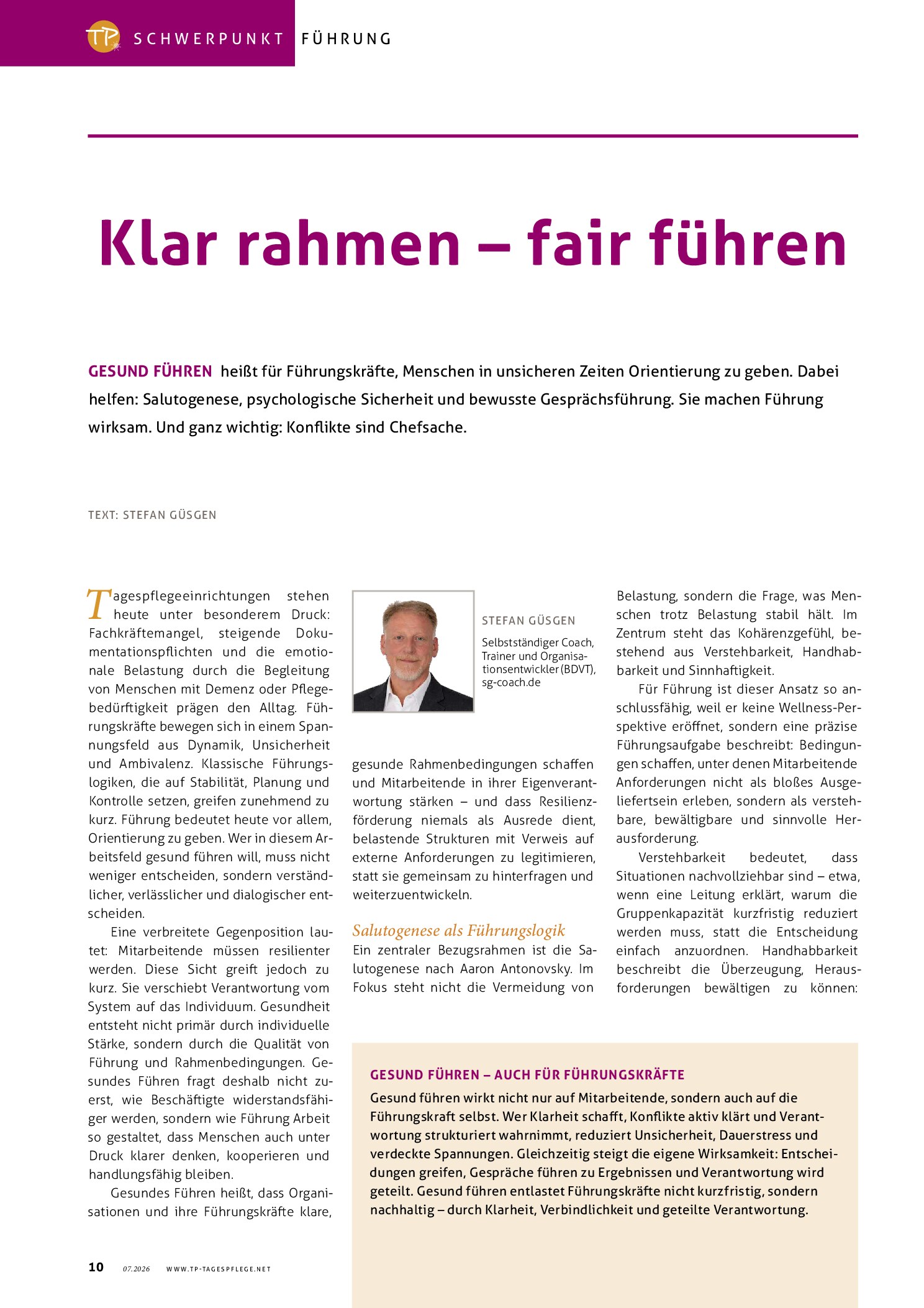 Vorschauseite 1: Klar rahmen – fair führen