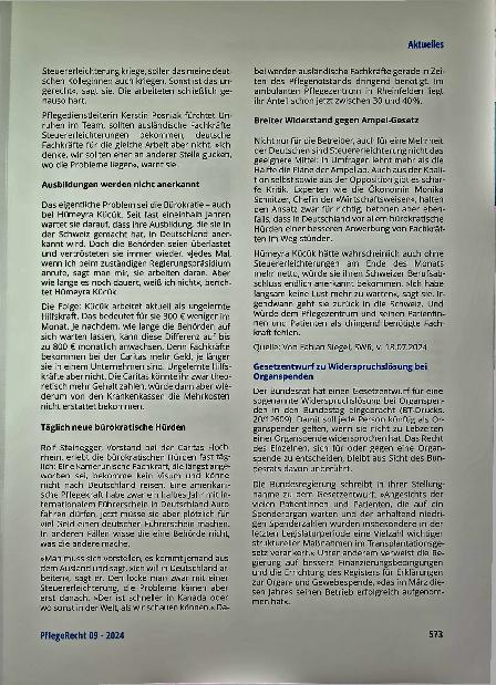 Vorschauseite 2: Zahl neuer Verträge zur Ausbildung als Pflegefachkraft gestiegen.