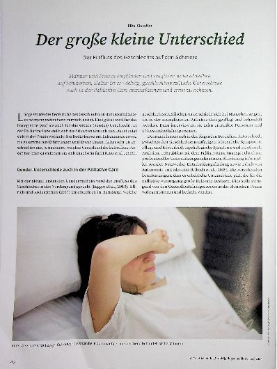 Vorschauseite 1: Der große kleine Unterschied: Der Einfluss des Geschlechts auf den Schmerz