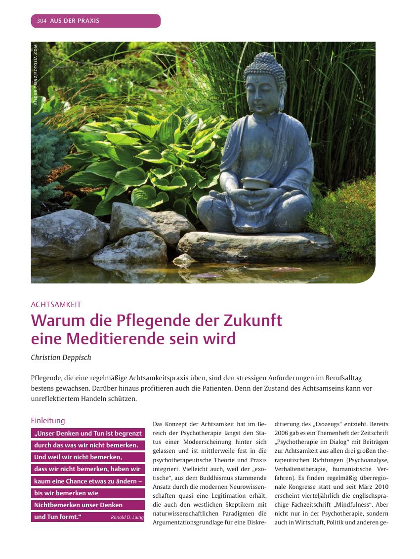 Vorschauseite 1: Warum die Pflegende der Zukunft eine Meditierende sein wird