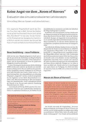 Vorschauseite 1: Keine Angst vor dem „Room of Horrors“ Evaluation des simulationsbasierten Lehrkonzepts