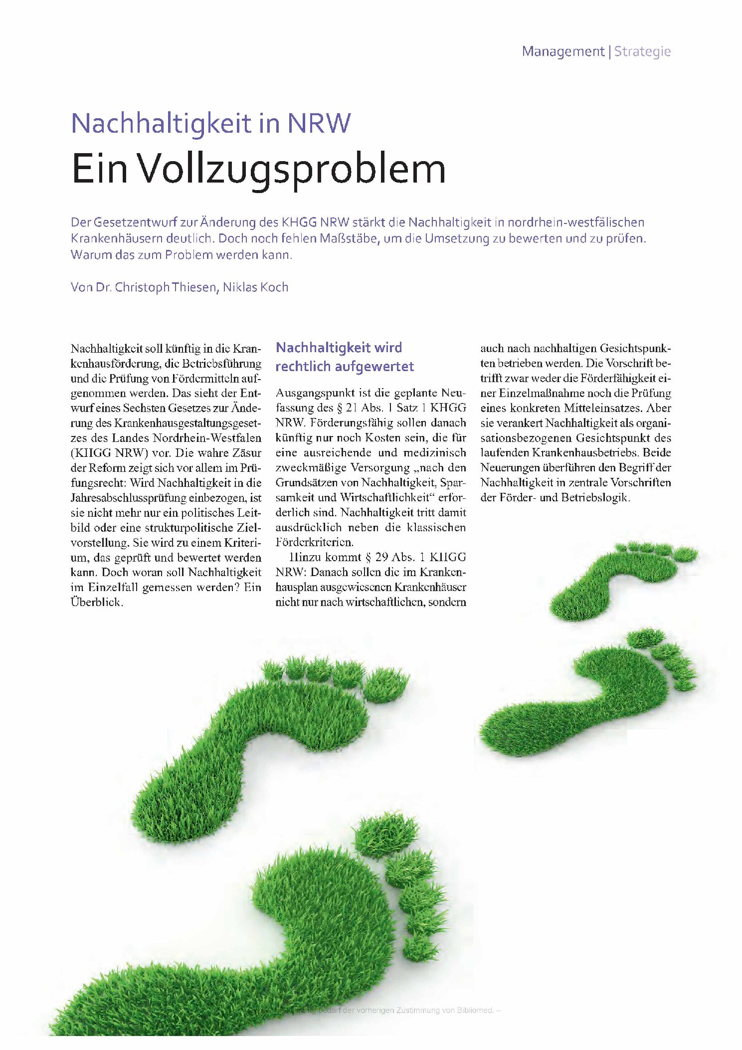 Vorschauseite 1: Nachhaltigkeit in NRW: Ein Vollzugsproblem