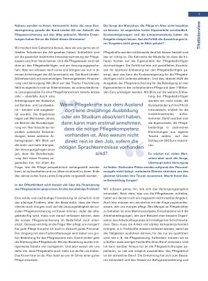 Vorschauseite 2: „Die Sicherstellung der Versorgung wird das zentrale Thema der kommenden Jahre sein. “