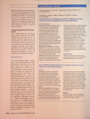 Vorschauseite 3: Einflussfaktoren von Bedürfnissen 8- bis 13-jähriger an Krebs erkrankter Kinder: Ergebnisse einer Querschnittstudie