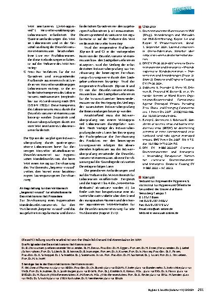Vorschauseite 2: Überarbeitung der Methoden und Anforderungen des VAH: Aktualisierte Anforderungen des VAH für die Zertifizierung von viruswirksamen Produkten zur hygienischen Händedesinfektion