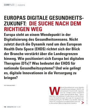 Vorschauseite 1: Europas digitale Gesundheitszukunft: Die Suche nach dem richtigen Weg