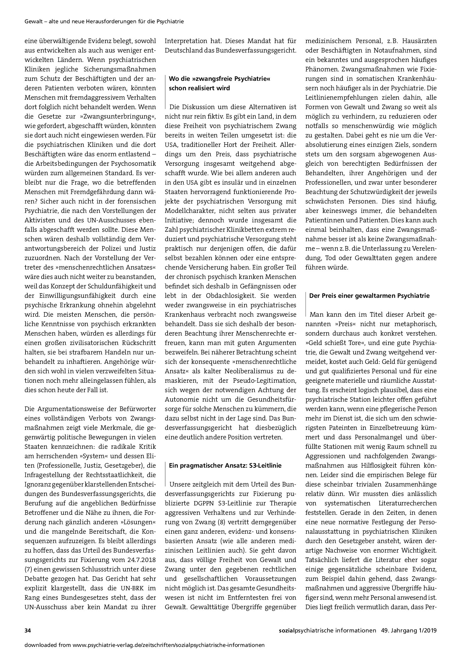 Vorschauseite 3: Der Preis einer gewaltfreien Psychiatrie