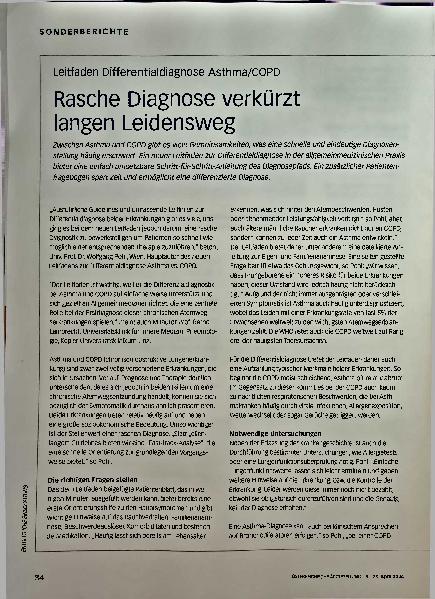 Vorschauseite 1: Leitfaden Differentialdiagnose Asthma/COPD. Rasche Diagnose verkürzt langen Leidensweg.