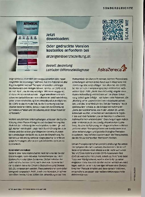 Vorschauseite 2: Leitfaden Differentialdiagnose Asthma/COPD. Rasche Diagnose verkürzt langen Leidensweg.
