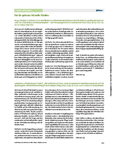 Vorschauseite 1: Für Sie gelesen: Aktuelle Studien