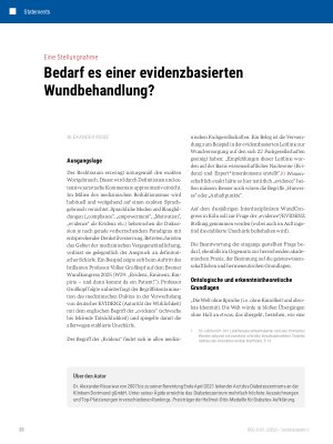 Vorschauseite 1: Bedarf es einer evidenzbasierten Wundbehandlung?