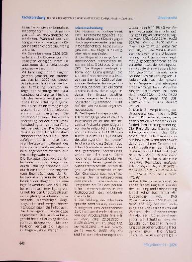 Vorschauseite 2: Eine behördlich angeordnete Quarantäne während eines bewilligten Urlaubs führt nicht zur Nachgewährung von Urlaubstagen.