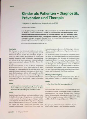 Vorschauseite 1: Kinder als Patienten - Diagnostik, Prävention und Therapie