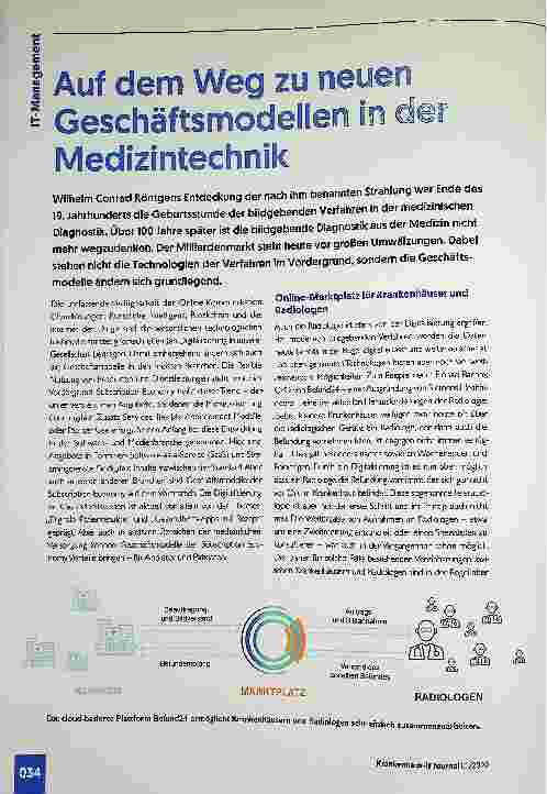Vorschauseite 1: Auf dem Weg zu neuen Geschäftsmodellen in der Medizintechnik