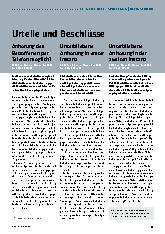 Vorschauseite 1: Urteile und Beschlüsse