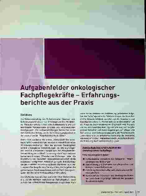 Vorschauseite 1: Aufgabenfelder onkologischer Fachpflegekräfte - Erfahrungsberichte aus der Praxis
