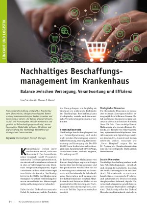 Vorschauseite 1: Nachhaltiges Beschaffungsmanagement im Krankenhaus Balance zwischen Versorgung, Verantwortung und Effizienz