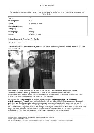 Vorschauseite 1: Interview mit Florian C. Selle