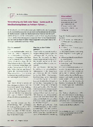 Vorschauseite 1: Verordnung als Salz oder Base - kann auch in Medikationsplänen zu Fehlern führen. ..